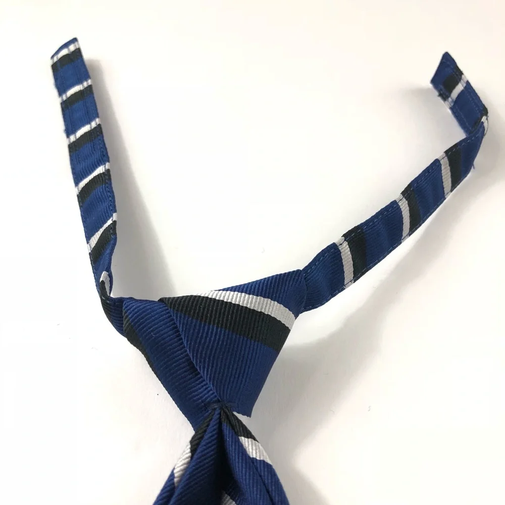 Toddler Boys Navy Blue Black White Striped Tie Gymboree 0 - 24 Months Hook & Eye